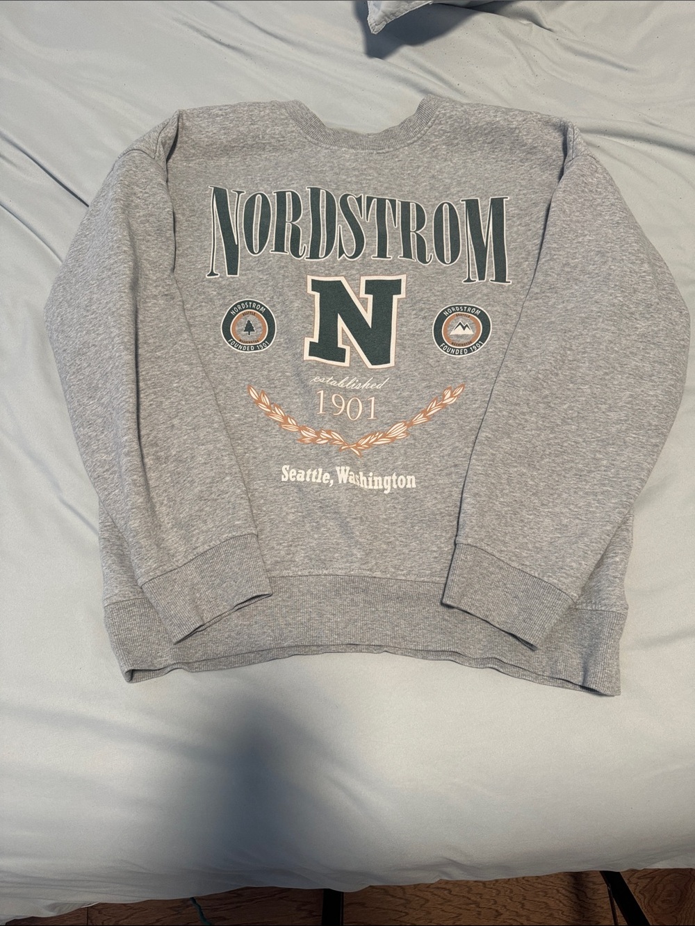 Nordstrom  Light Gray Crewneck with Green and Tan Graphic